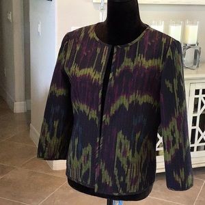 Lafayette 148 NY “quilted” jacket, 3/4 sleeve, hook front closures, size 8